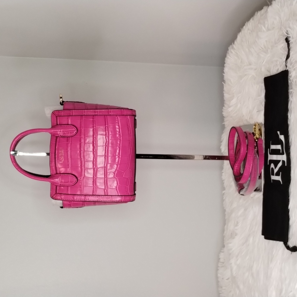 Lauren Ralph Lauren Croc Embossed Leather Mini Tyler Tote Bag